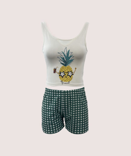 4828 MY MOOD ANANAS BASKILI ŞORTLU TAKIM
