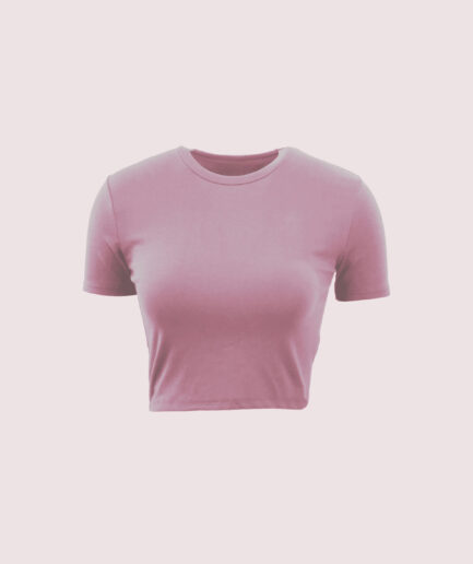 3626 BİS YAKA LİKRALI BASIC CROP TSHIRT