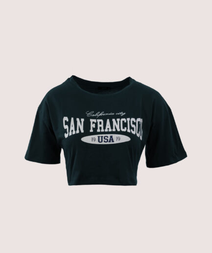 6196 BİS.YAKA SAN FRANCISCO BASKILI KISA OVERSIZE PENYE TSHIRT