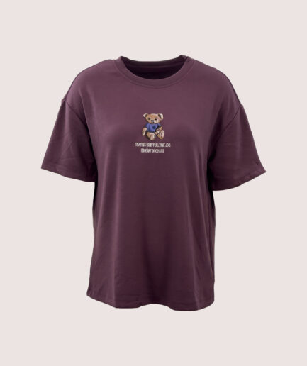 MB-5530 MODAL BİS. YAKA AYICIK BASKILI OVERSIZE TSHIRT