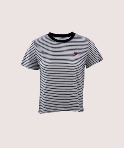 10397 ÇİZGİLİ KALPLİ BİS.YAKA TSHIRT