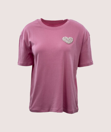10342 İNCİLİ KALPLİ BİS.YAKA TSHIRT
