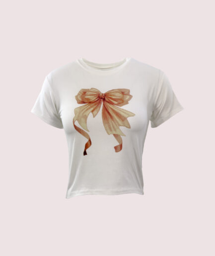 YC185 KURDELA BASKILI KISA TSHIRT