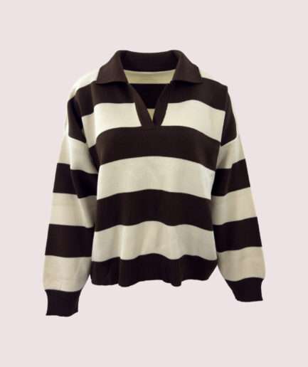 7250 POLO YAKA KALIN ÇİZGİLİ TRİKO KAZAK