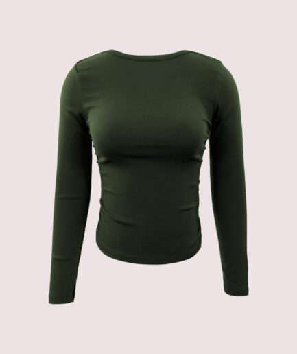 4893 DAR KAYIK YAKA YANI BÜZGÜLÜ BLUZ