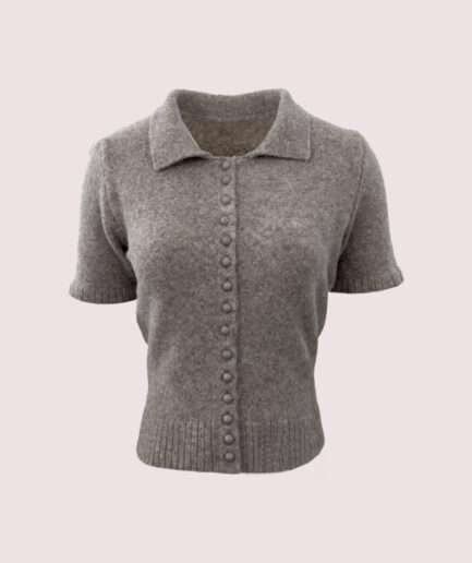 7010 YUMOŞ YAKALI TOP DÜĞMELİ KISA KOL TRİKO HIRKA