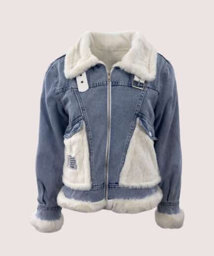 2438 BEYAZ KEMER DETAY KÜRKLÜ MONT