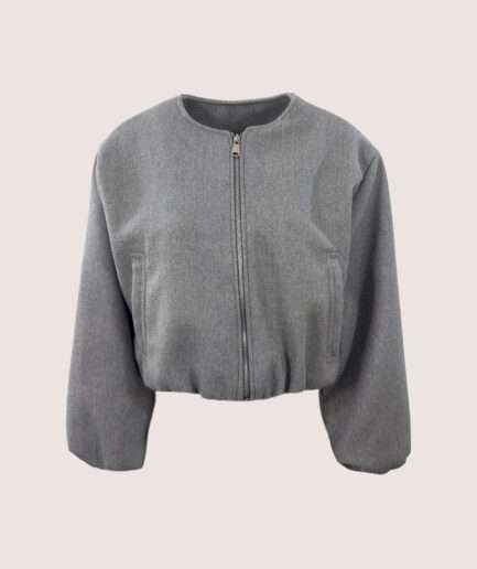 26139 KAŞE HAKİM YAKA BELİ LASTİKLİ KISA MONT