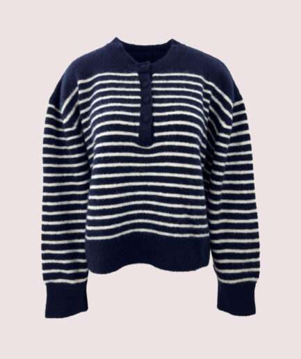 2552 ÇİZGİLİ DÜĞMELİ OVERSIZE KAZAK