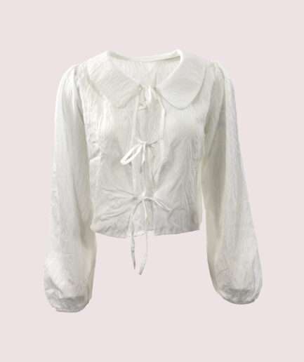 2048 MODAL ÖNÜ BAĞLAMALI U.KOL BLUZ