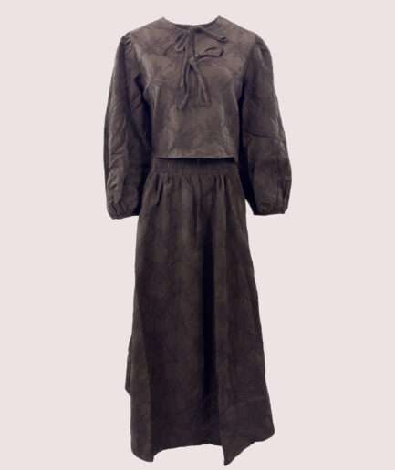 6045 ÖNDEN BAĞLAMALI DESENLİ ETEKLİ TAKIM