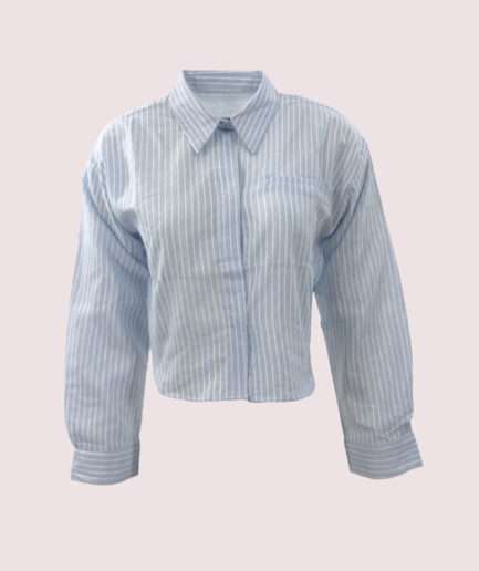 2039 ÇİZGİLİ OVERSIZE U.KOL KISA GÖMLEK