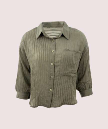 2108 ÇİZGİLİ OVERSIZE U.KOL CROP GÖMLEK