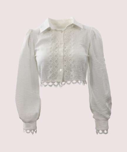 MG-4512 GÜPÜRLÜ KETEN CROP GÖMLEK