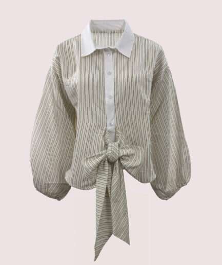 2219 ÇİZGİLİ ÖNÜ BAĞLAMALI GÖMLEK