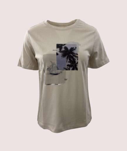 7659 PALMİYE AĞAÇ BASKILI TSHIRT