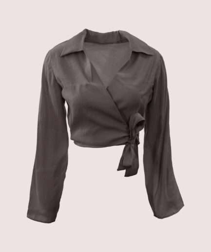 4227 MODAL YANDAN BAĞLAMALI U.KOL GÖMLEK