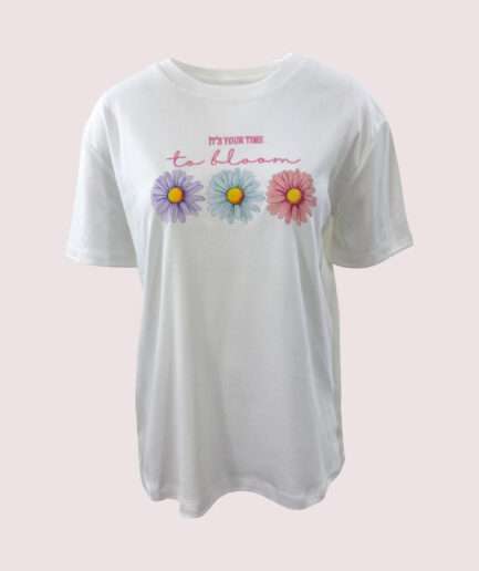 8233 ÇİÇEK BASKILI OVERSIZE TSHIRT