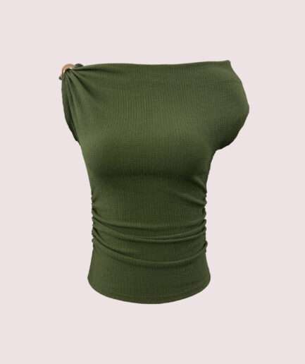 4931 BÜRÜMCÜK OMUZU TOKALI YAN BÜZGÜLÜ BLUZ