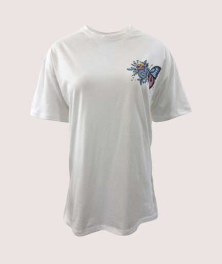 YL161 SELF CARE KELEBEK BASKILI OVERSIZE TSHIRT